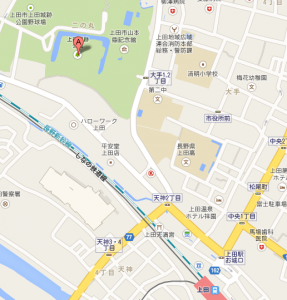 上田城跡の場所(Googleマップ)